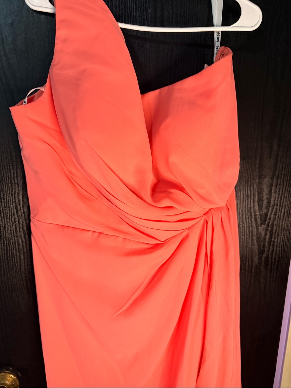 Elegant Coral One-Shoulder Draped Women’s Dress